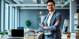 Professional person in office focusing on career growth.